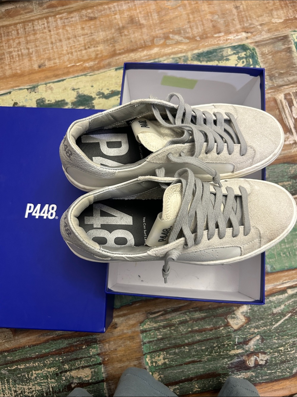 P448 Women’s Gray Suede & Leather Low-Top Sneakers